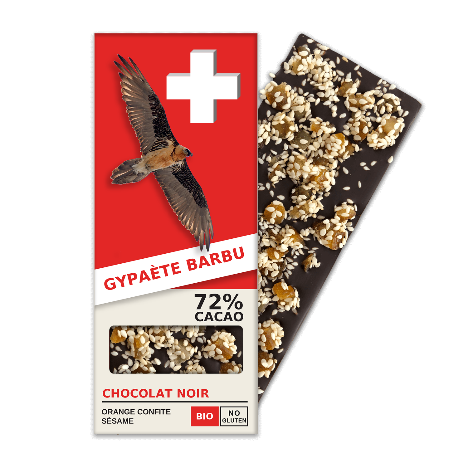 GYPAETHE BARBU: Dark Chocolate 72% Cacao, Sesame, Candied Oranges (BN7-S)