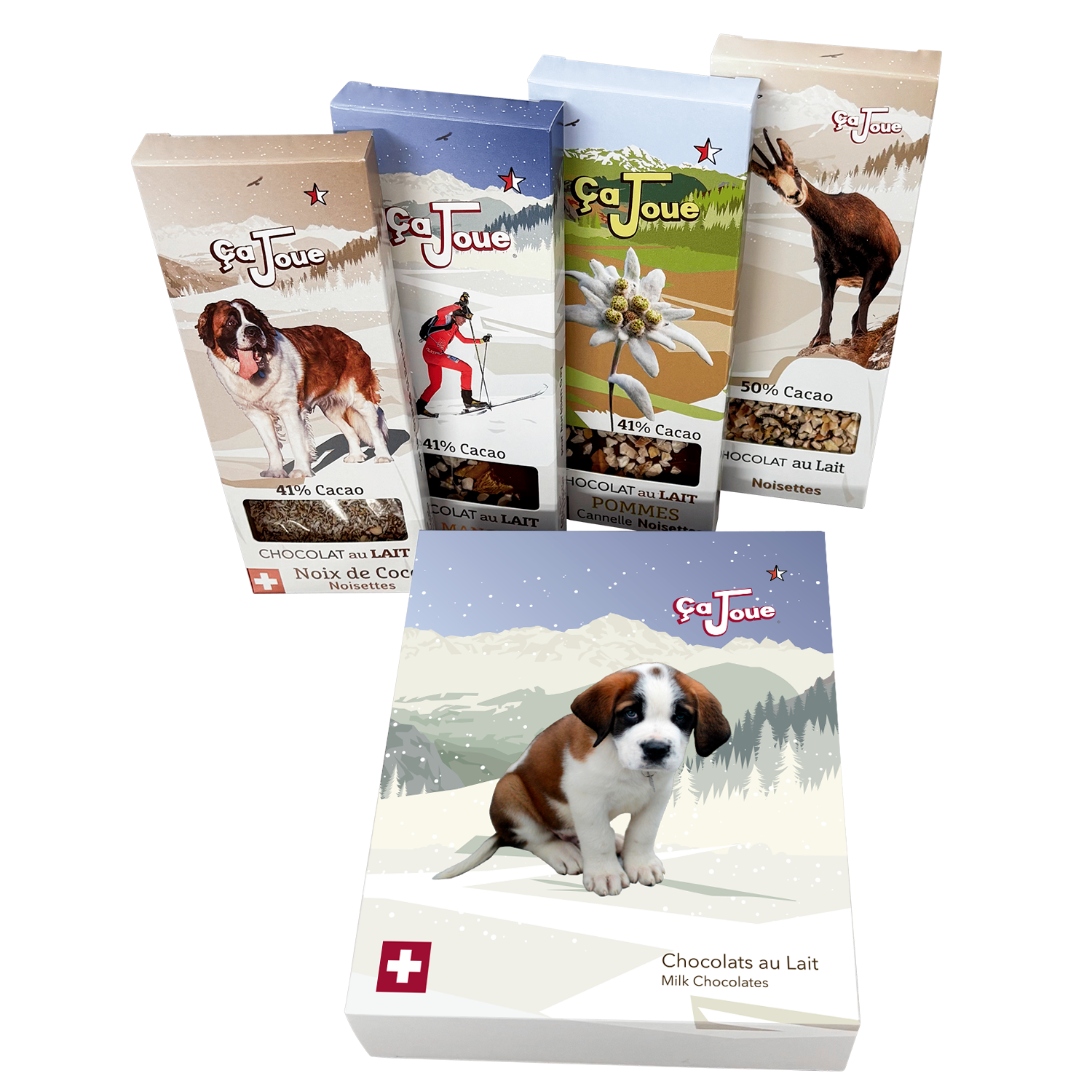 Coffret Cadeau Sélection de 4 Chocolats au Lait Suisse (L1-fr)