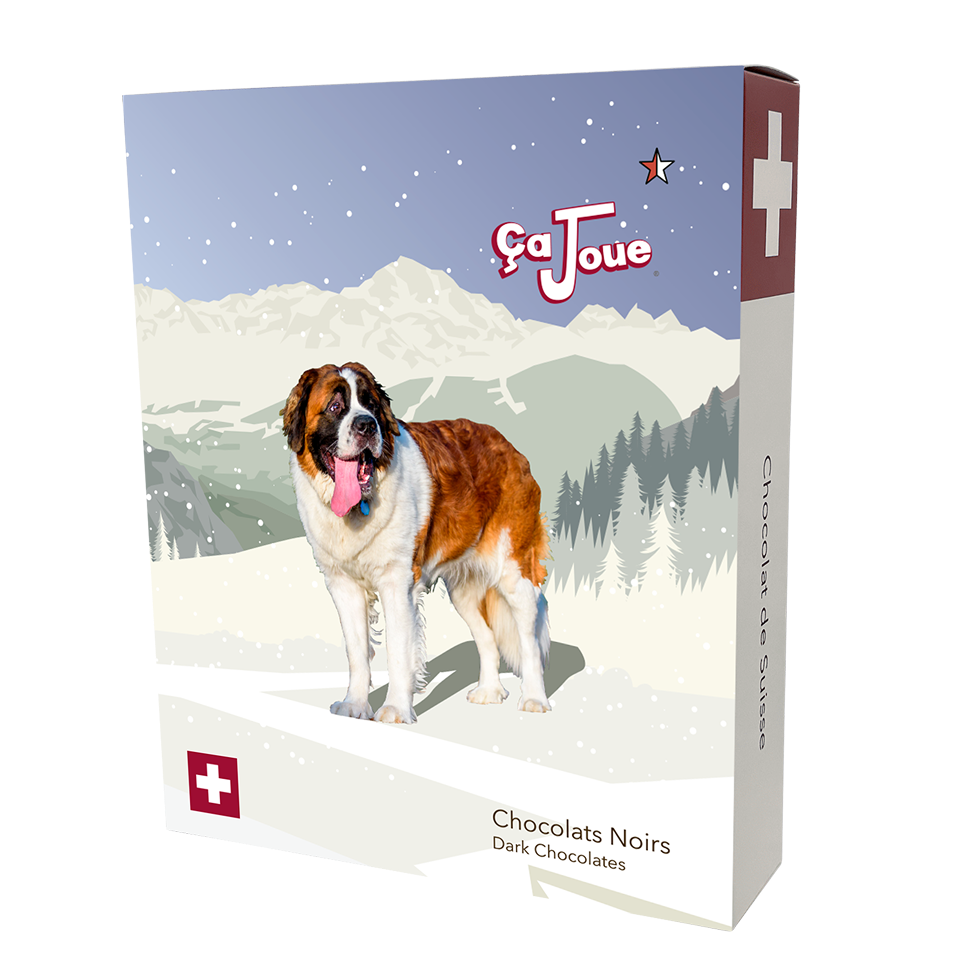 Geschenkbox Grand St Bernard: Auswahl aus 4 dunklen Schokoladen (W-GB2-de)