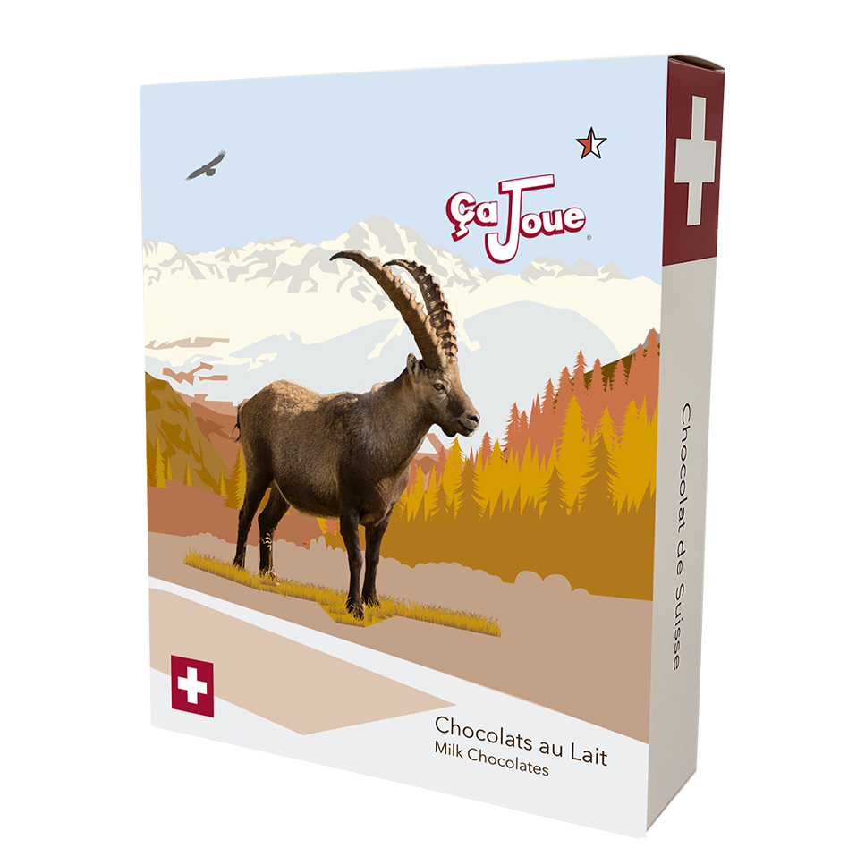 Geschenkbox Bouquetin: Auswahl aus 4 Milchschokoladen (W-GB4-de)