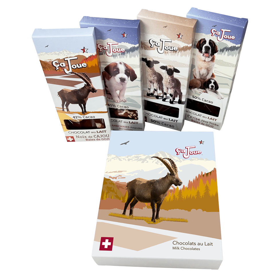 Gift Box Bouquetin: Selection of 4 Milk Chocolates (W-GB4-en)