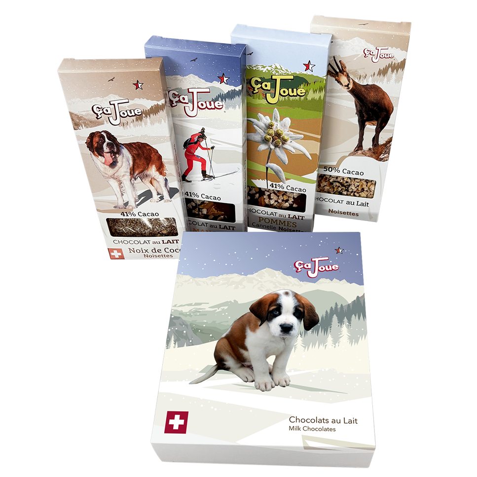 Coffret Cadeau Petit Saint-Bernard: Sélection de 4 Chocolats au Lait (W-GB3-fr)