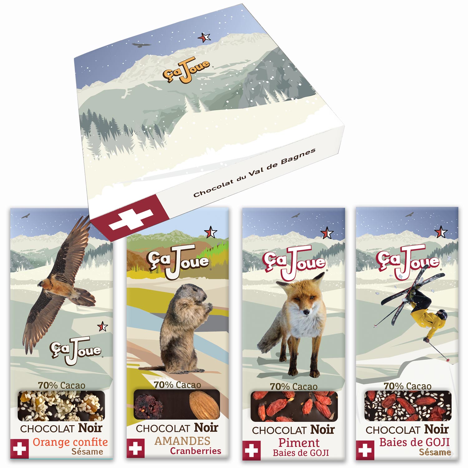 Coffret Cadeau avec 4 Chocolats Noirs (Réf : GBN4)