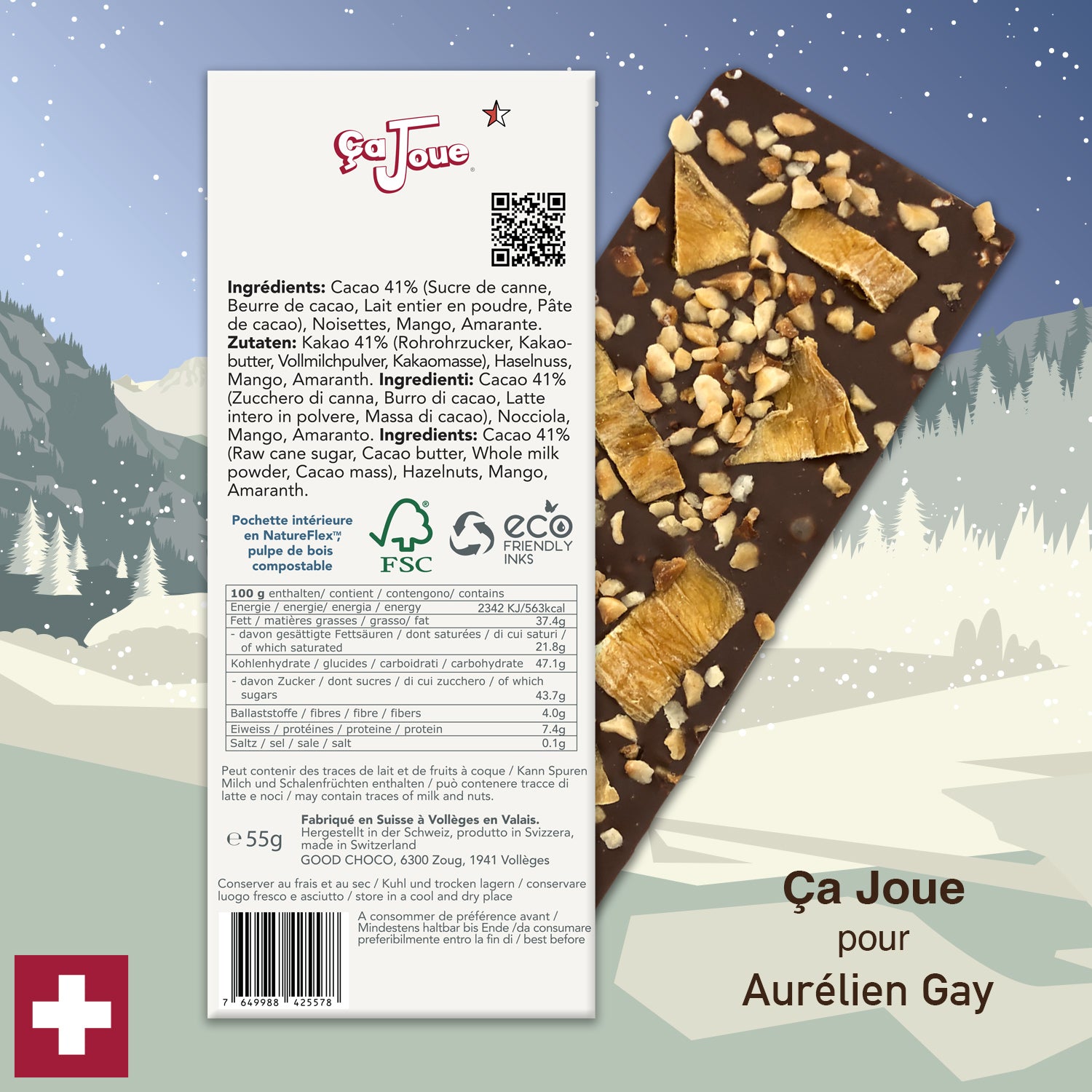 Ça Joue pour Aurélien Gay (Ref-BL2) Chocolat du Val de Bagnes