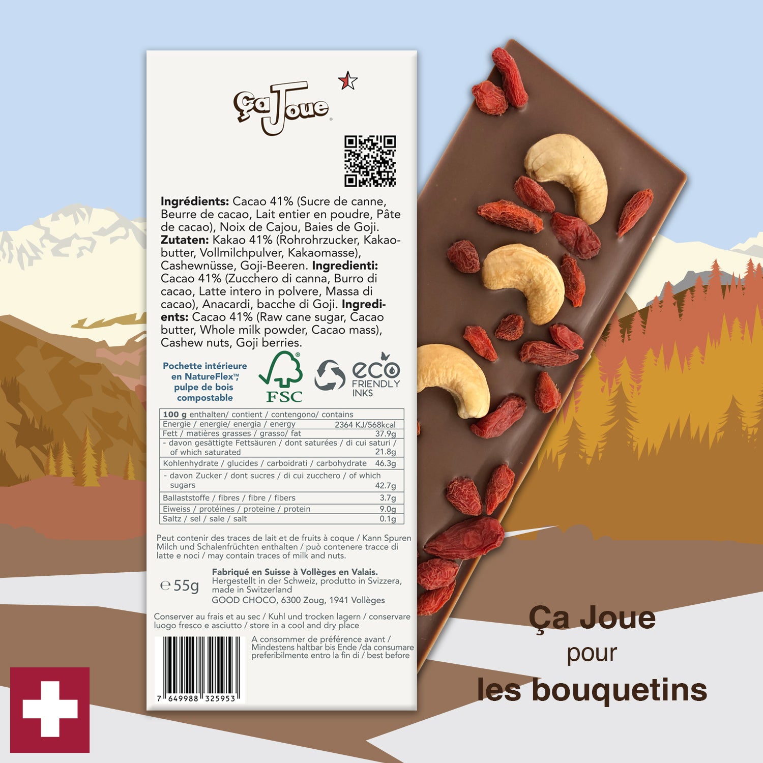 Ça Joue pour les Bouquetins (Ref-BL3) Chocolat du Val de Bagnes