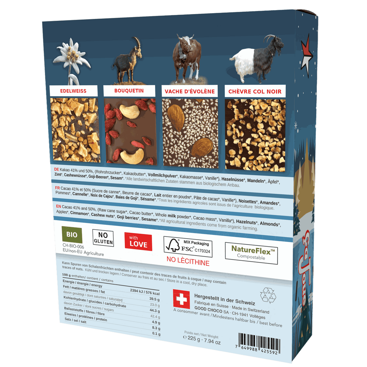 Geschenkbox mit 4 Milchschokoladen (GBW1-de)