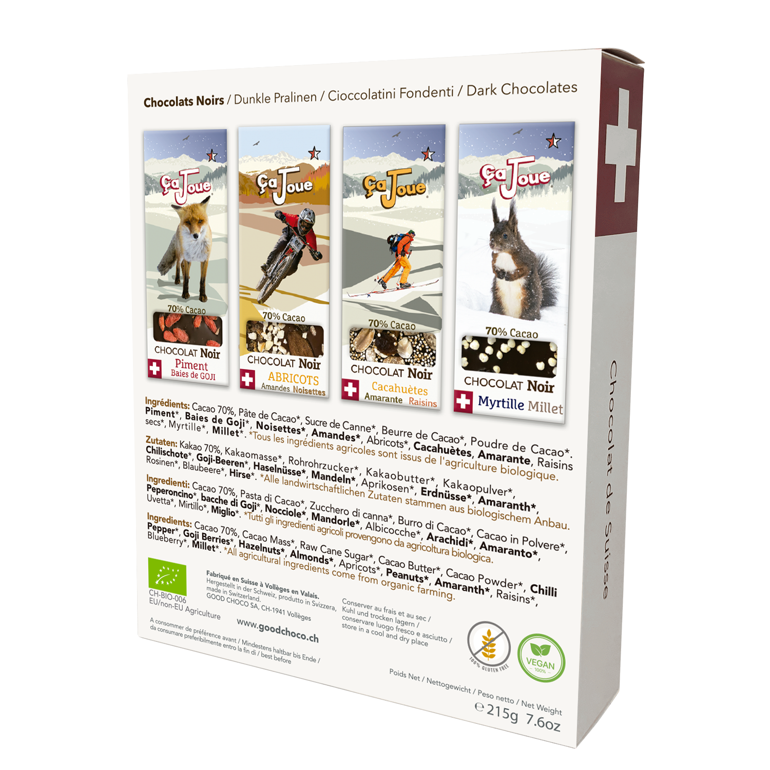 Coffret Cadeau Nez Noirs: Sélection de 4 Chocolats Noirs (W-GB1-fr)