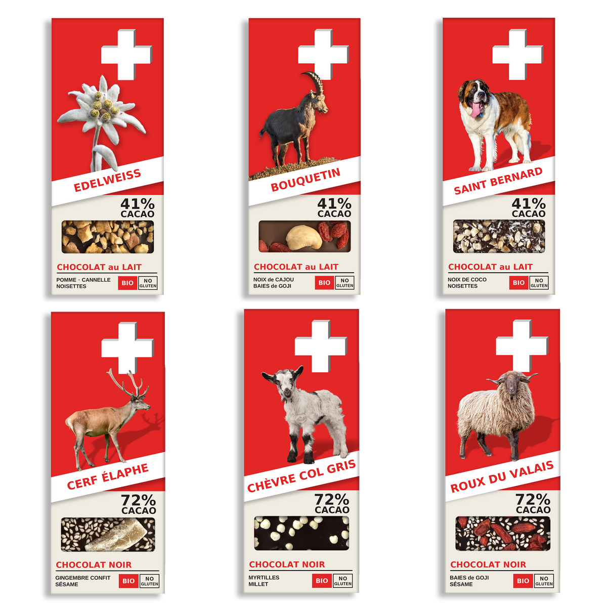 Wooden Gift Box Selection of 6 Dark & Milk Swiss Chocolates (WGB6-8-en)