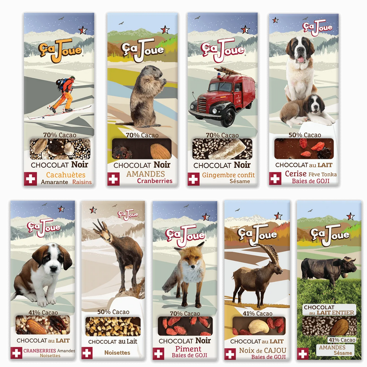 4 chocolats noirs et 5 chocolats au lait - (WGB9-4-fr)