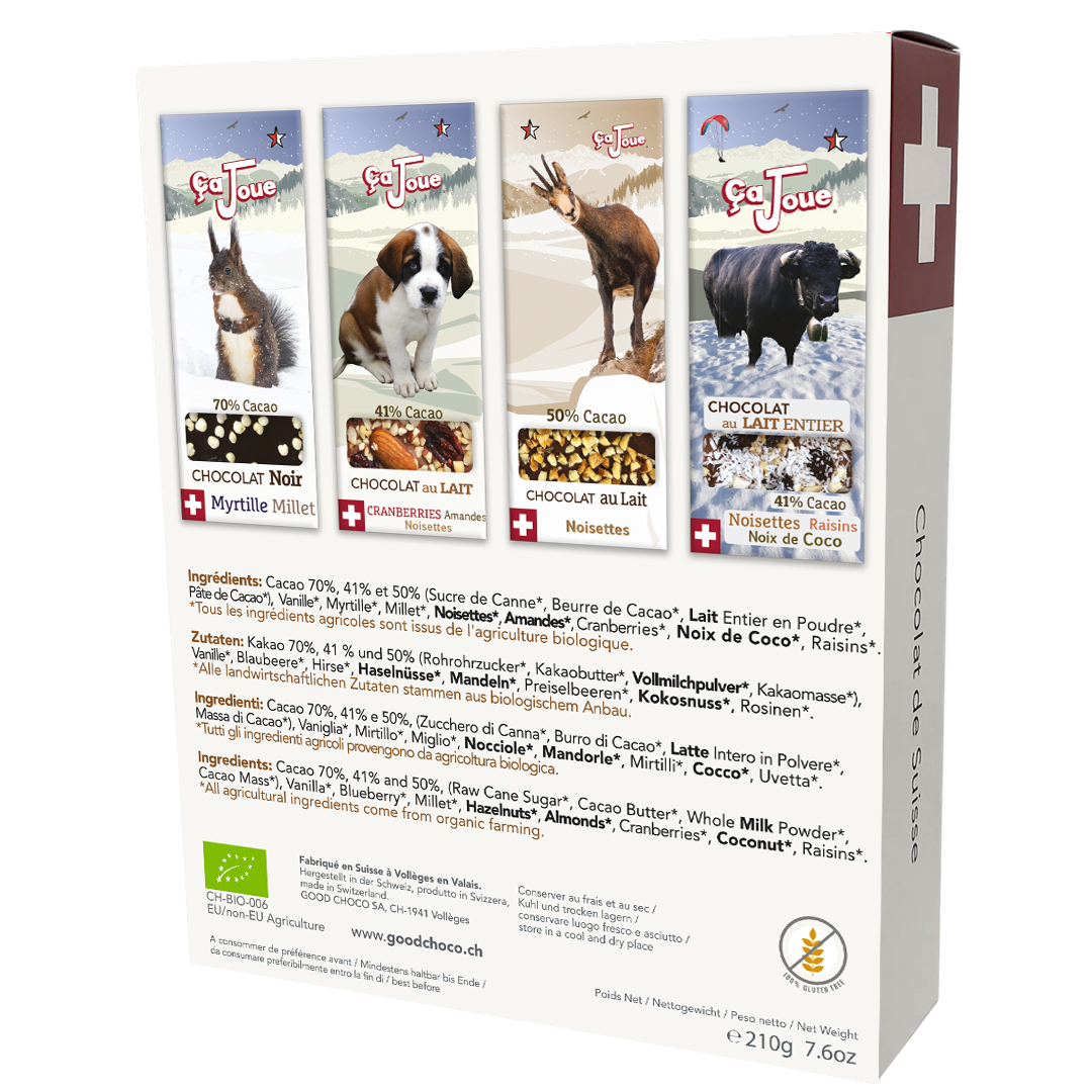 Coffret Cadeau : 1 chocolat noir et 3 Chocolats au lait (GB8-fr)