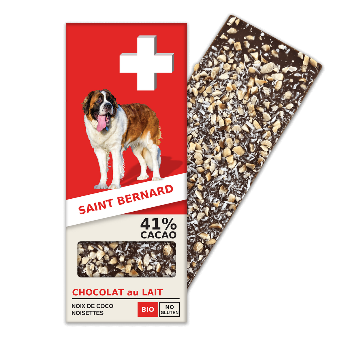 SAINT BERNARD: Swiss Milk Chocolate 41% Cacao, Coconut , Hazelnuts (BL13-S)