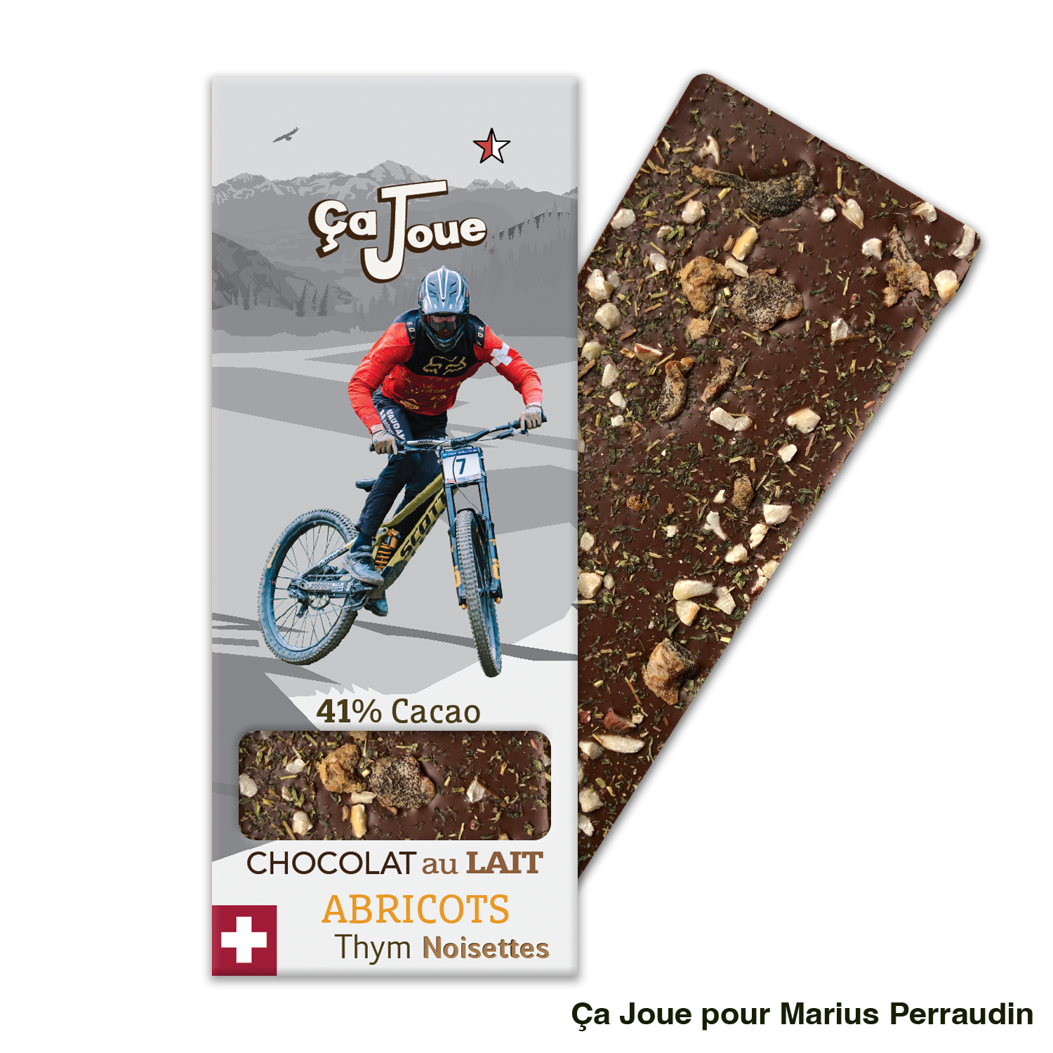 Chocolat au Lait suisse 41% Cacao avec Abricots, Noisettes et Thym