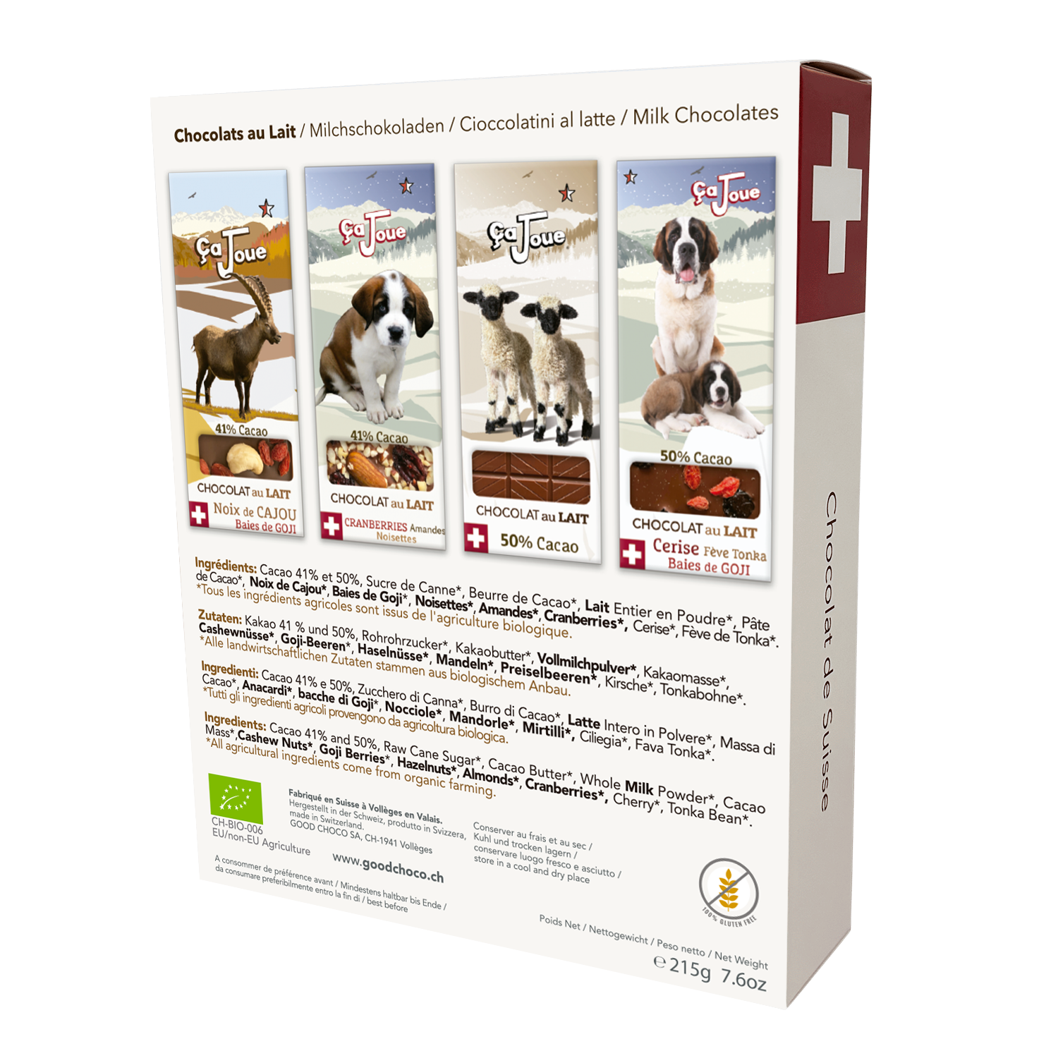 Coffret Cadeau Sélection de 4 Chocolats au Lait Suisse (L2-fr)