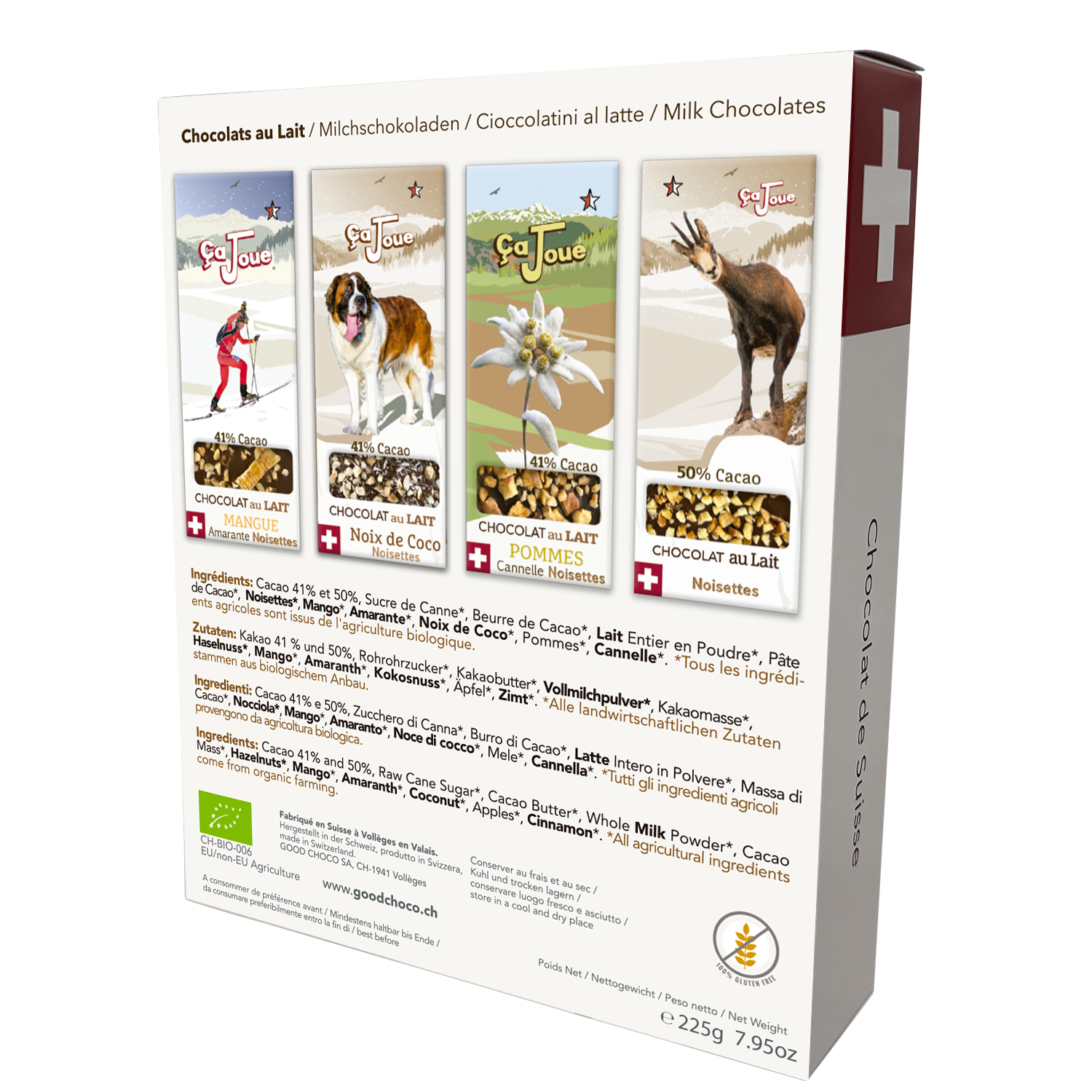 Coffret Cadeau Sélection de 4 Chocolats au Lait Suisse (L1-fr)