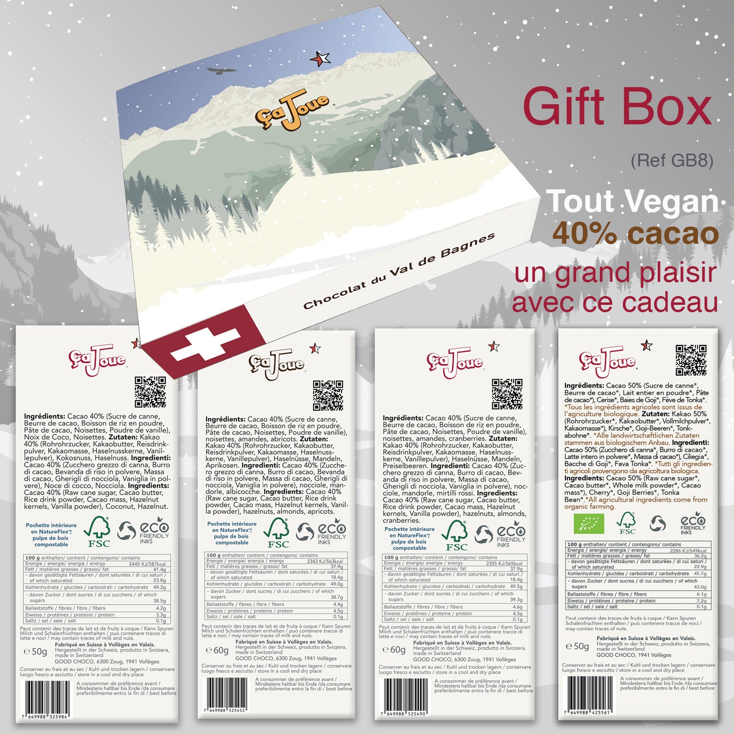 Geschenkbox (Ref. GB8) Schokolade aus Val de Bagnes