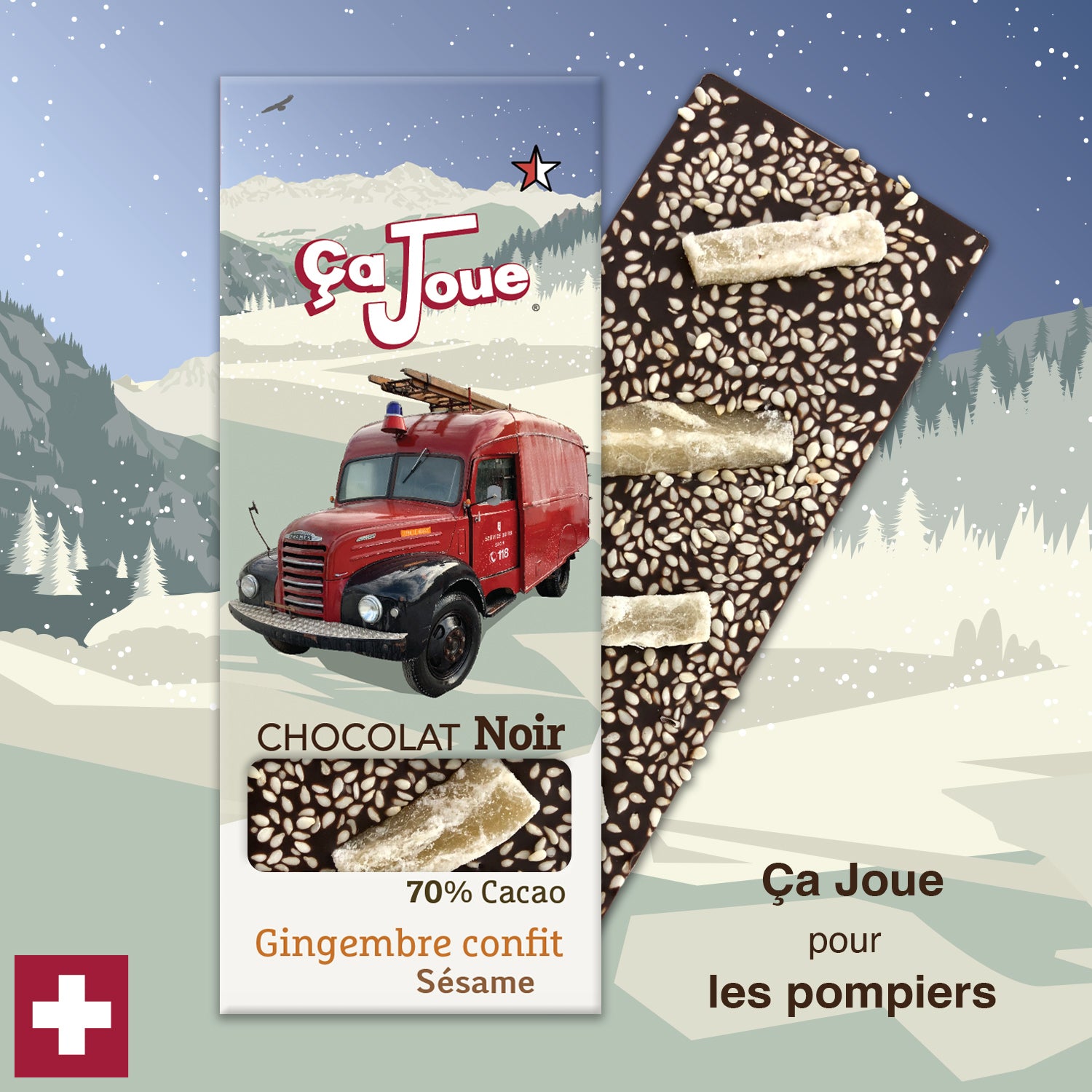 Ça Joue pour les pompiers (Ref-N14) Chocolat du Val de Bagnes