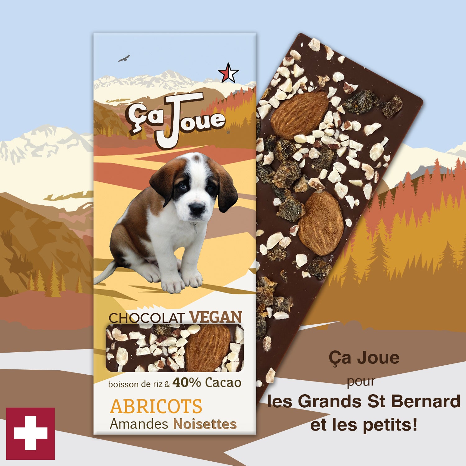 Ça Joue für die für kleine Bernhardiner (Ref-BV4) Schokolade aus Val de Bagnes
