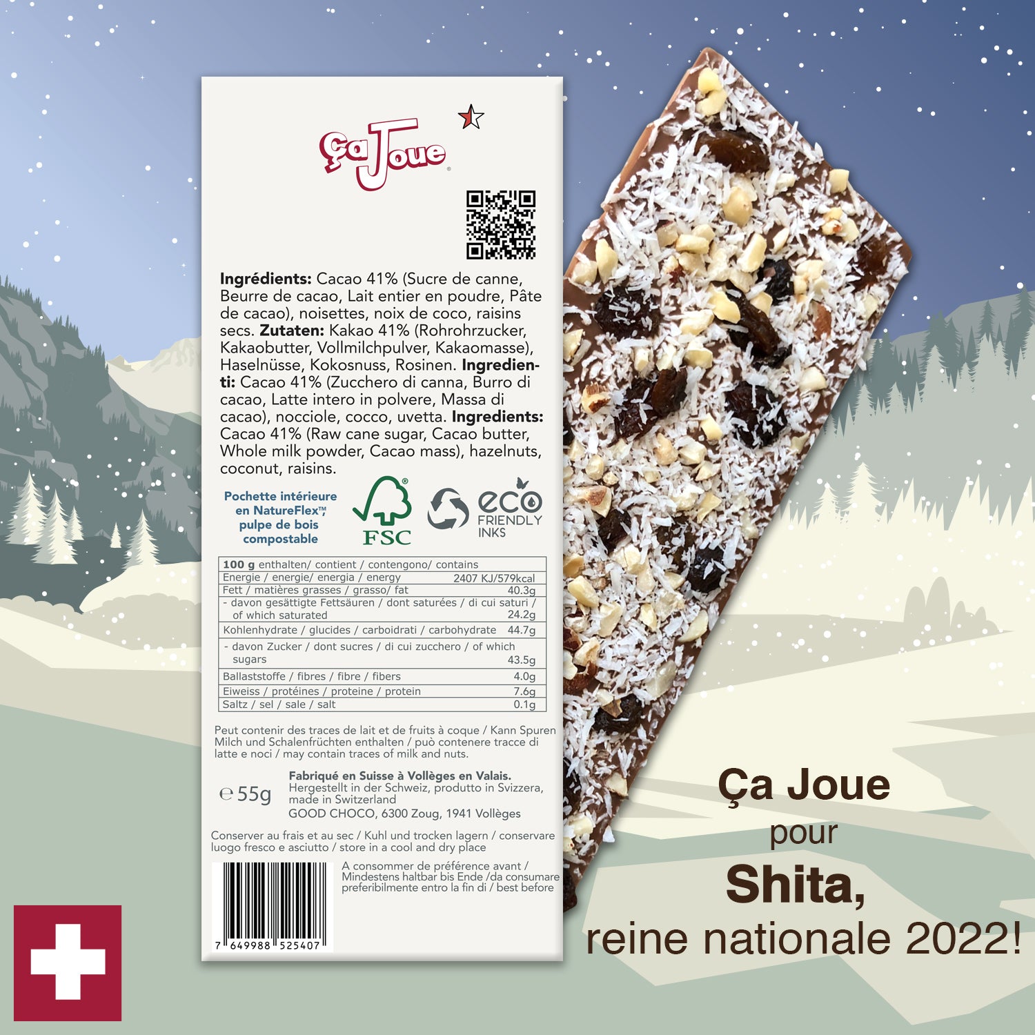 Ça Joue für die Königin Shita (Ref-BL5) Milchschokolade aus Val de Bagnes