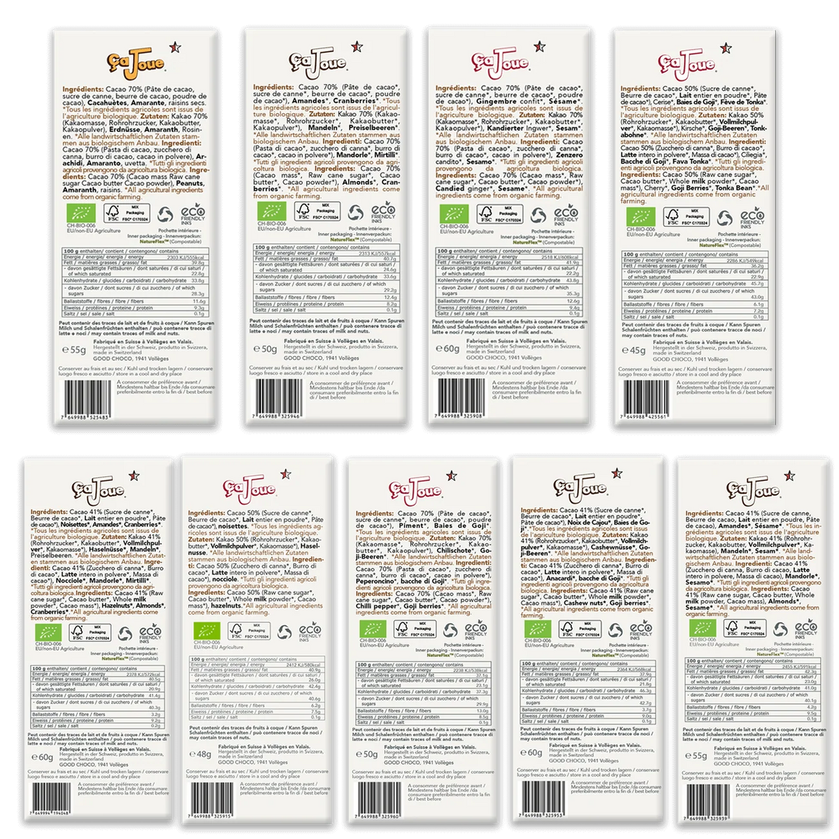 4 chocolats noirs et 5 chocolats au lait - (WGB9-4-fr)