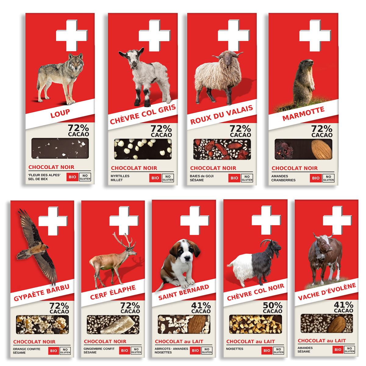 6 Zartbitter- und 3 Milchschokoladen - (WGB9-5-de)