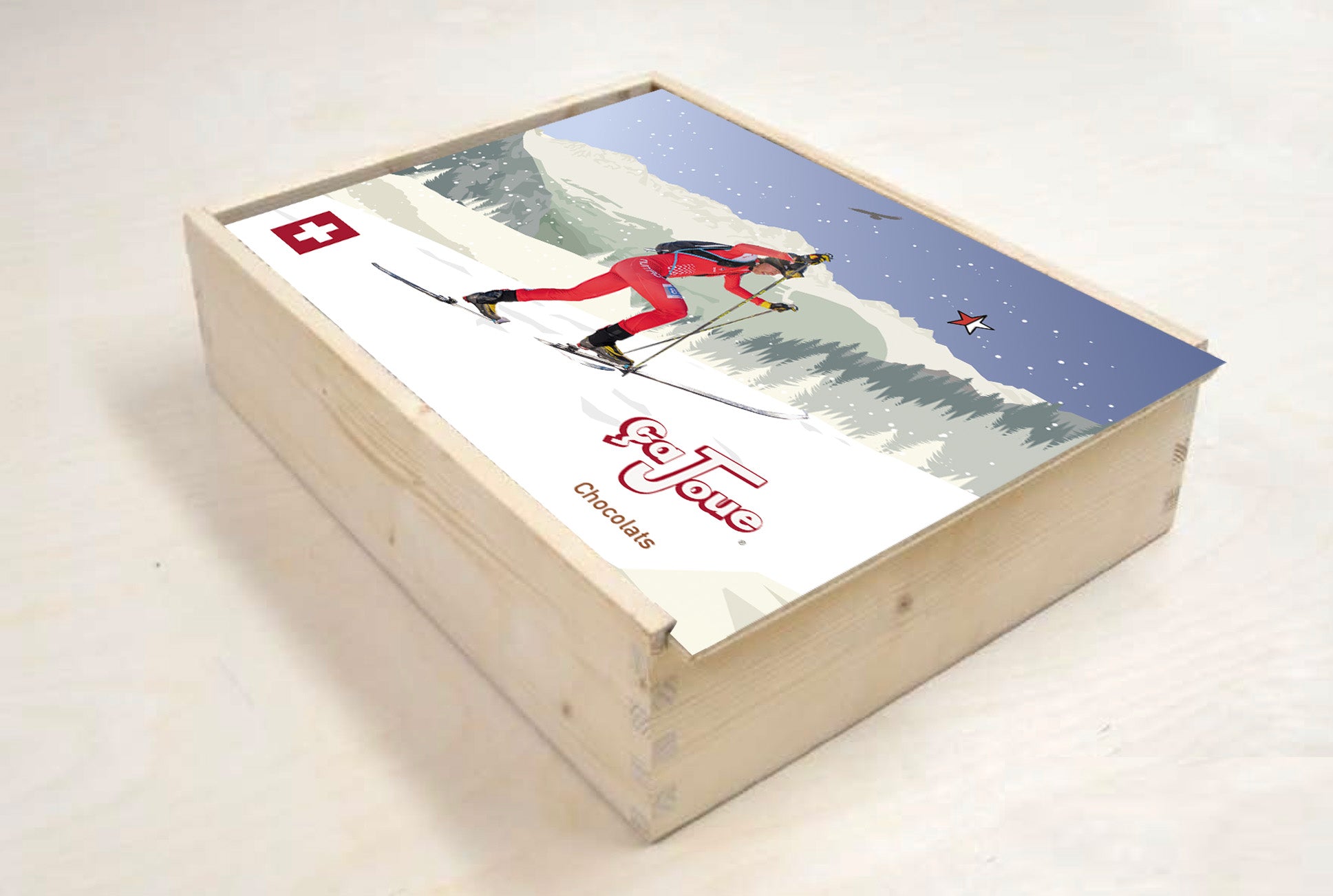 Wood Gift Box with 6 Chocolates (Ref 6-BL2)