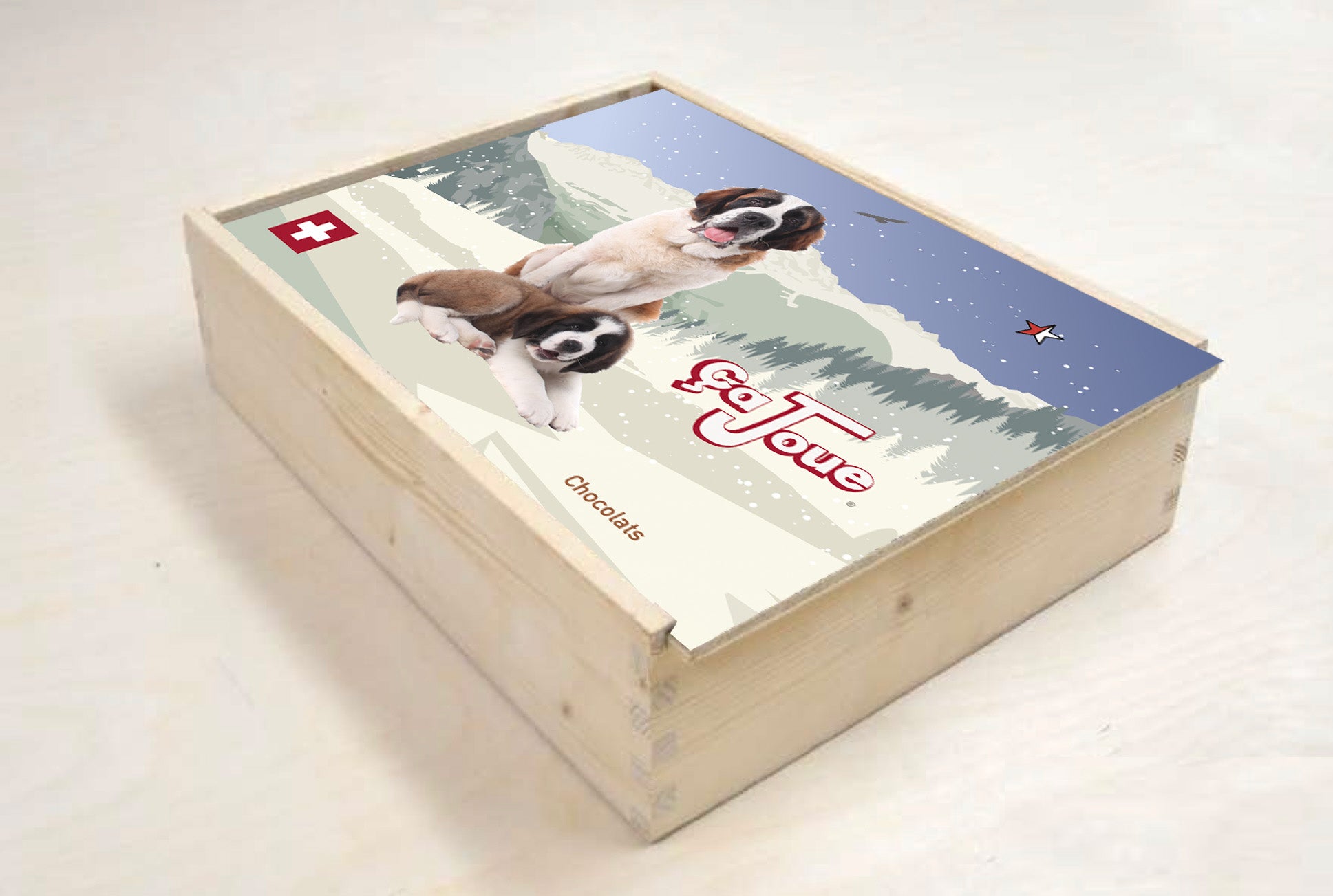 Wood Gift Box with 6 Chocolates (Ref 6-BL3)