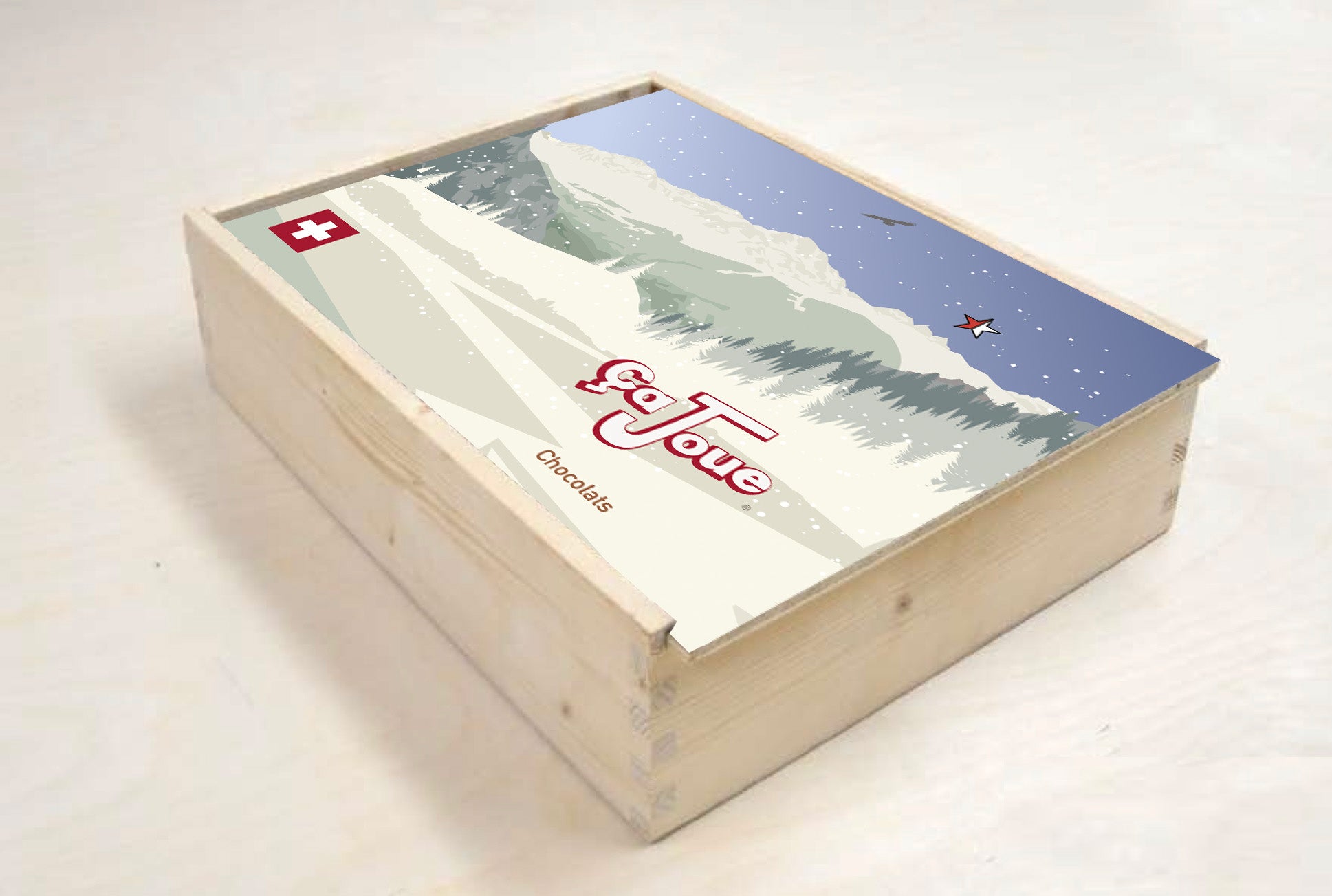 Wood Gift Box with 6 Chocolates (Ref 6-Logo)