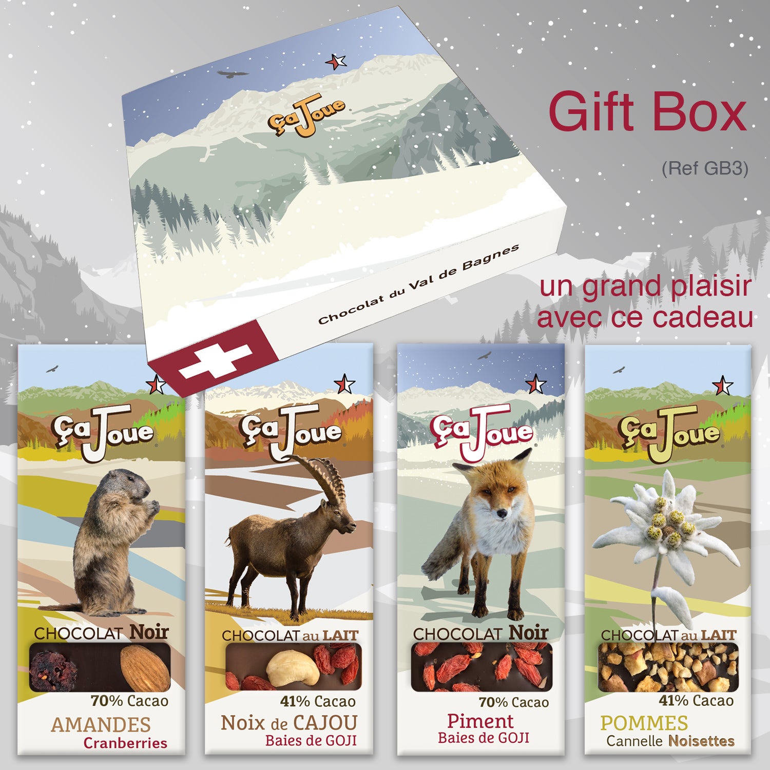 Geschenkbox (Ref. GB3) Schokolade aus Val de Bagnes