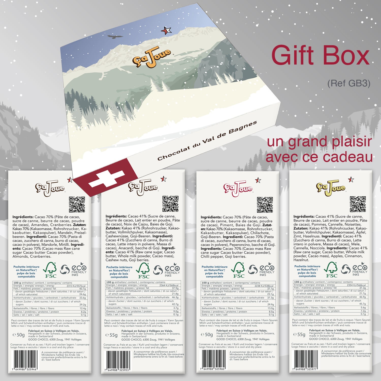 Geschenkbox (Ref. GB3) Schokolade aus Val de Bagnes