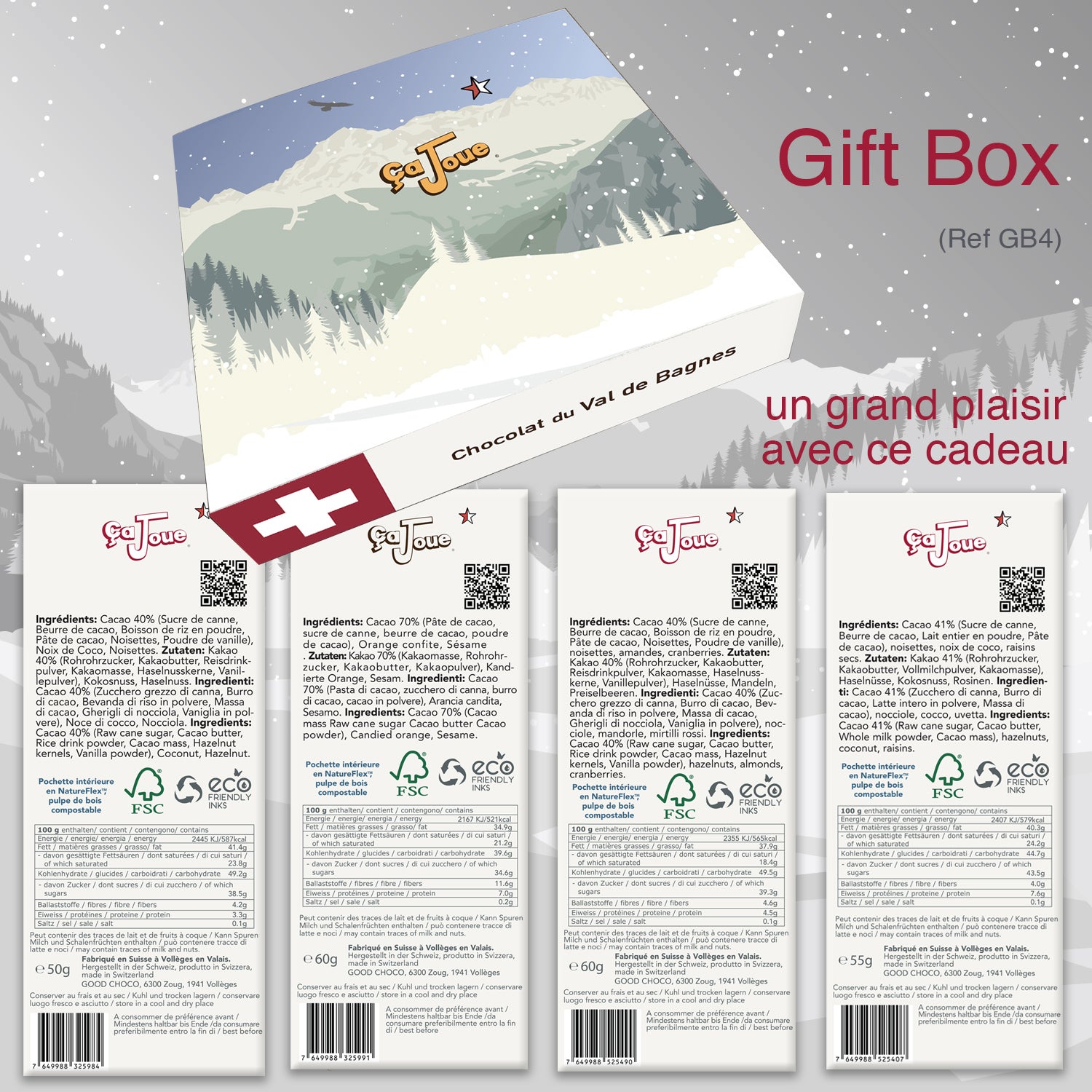 Geschenkbox (Ref. GB4) Schokolade aus Val de Bagnes