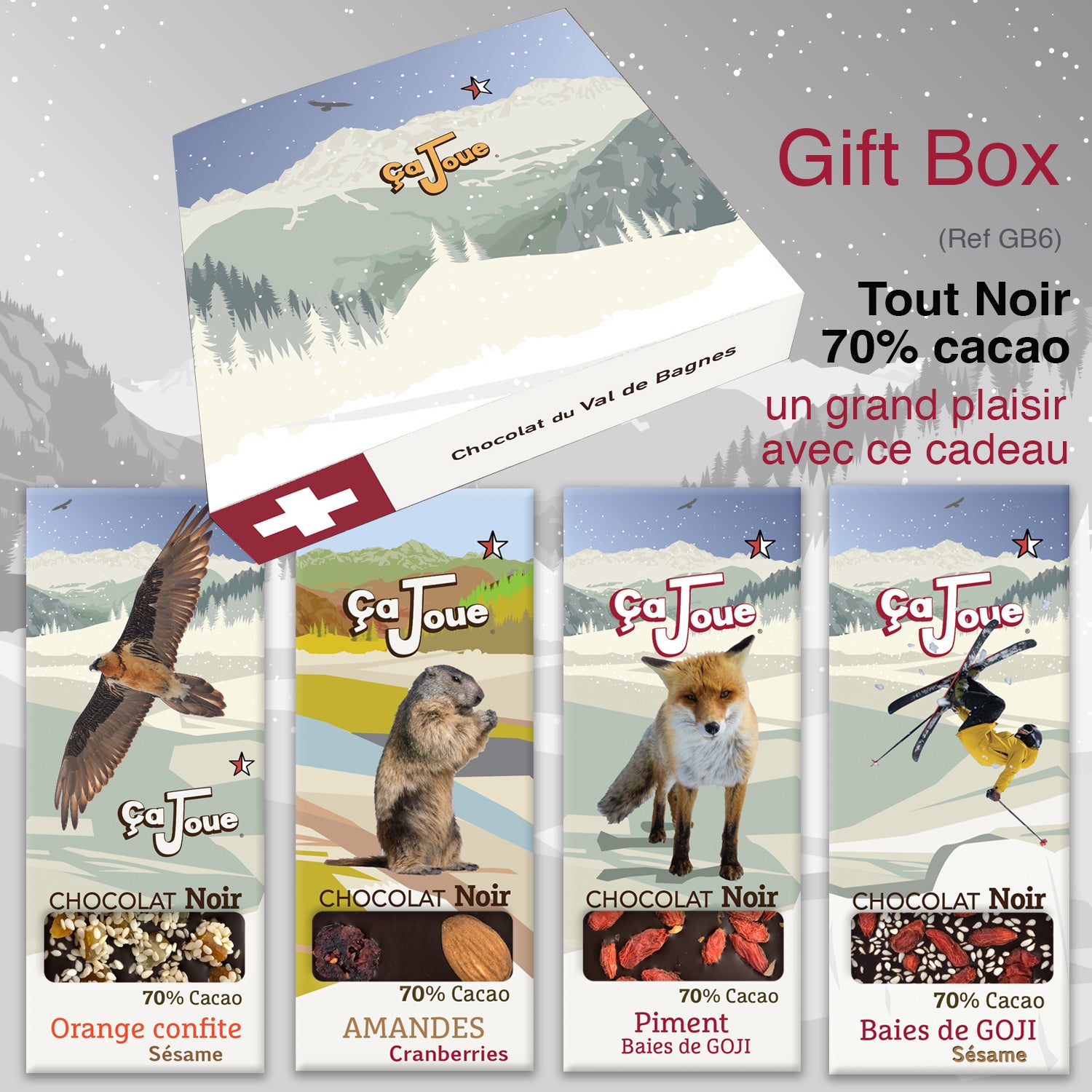 Geschenkbox (Ref. GB6) Schokolade aus Val de Bagnes
