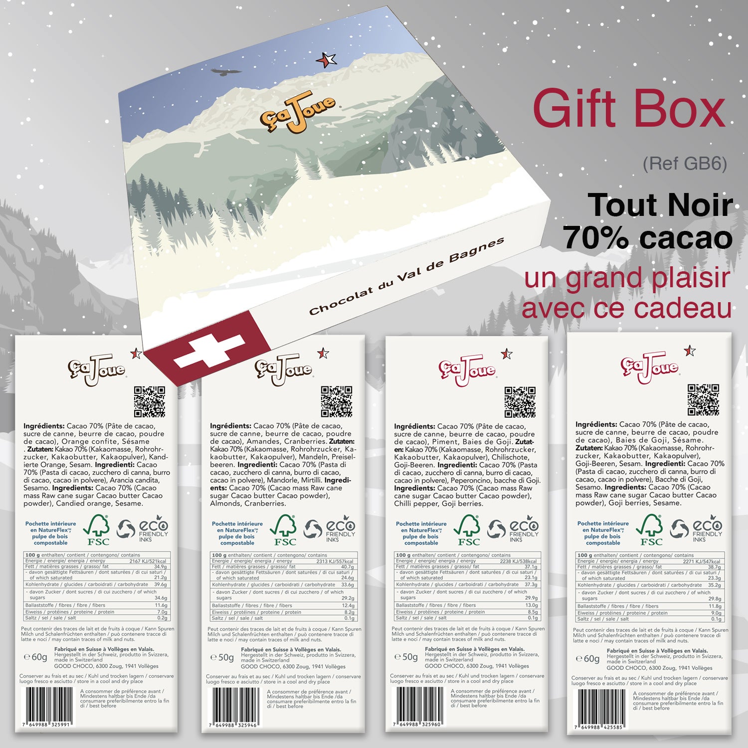 Geschenkbox (Ref. GB6) Schokolade aus Val de Bagnes