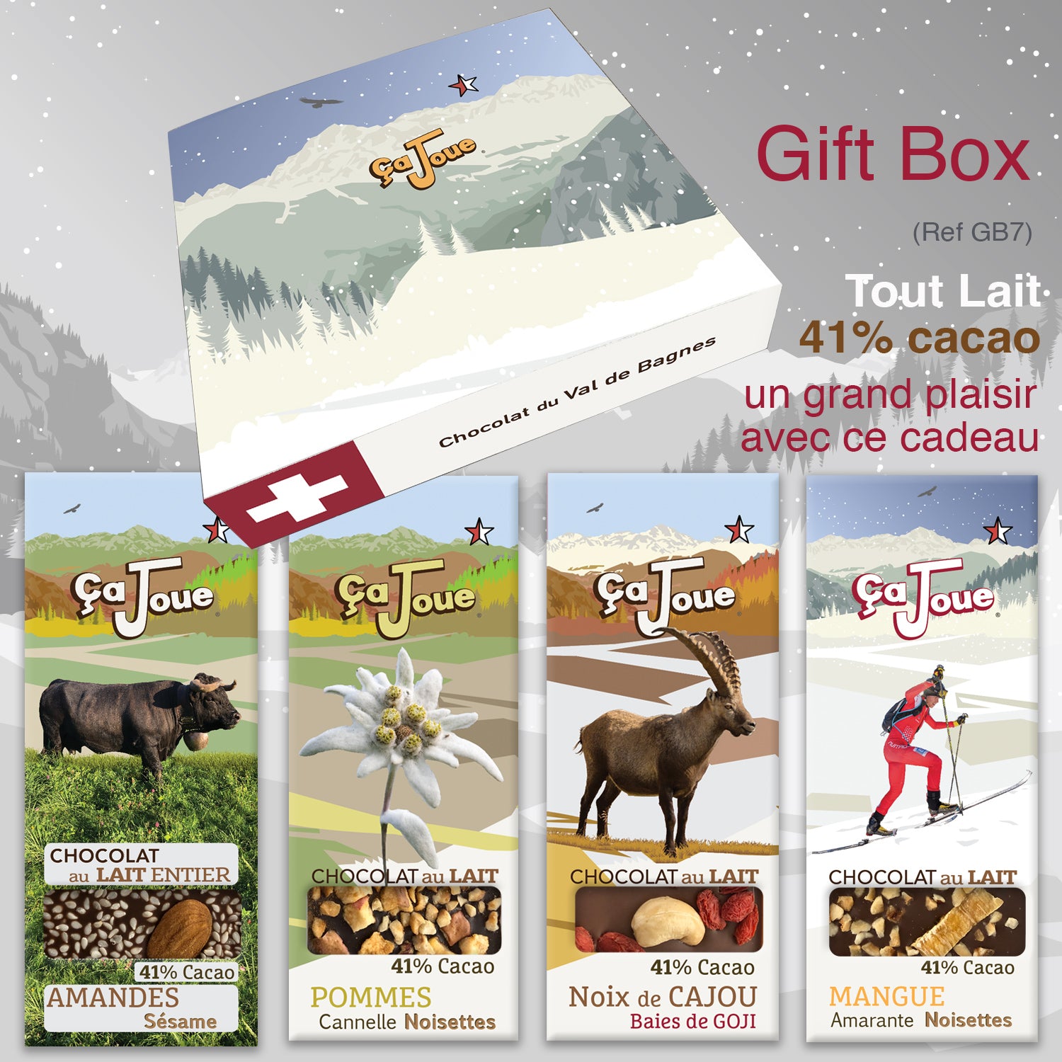 Geschenkbox (Ref. GB7) Schokolade aus Val de Bagnes