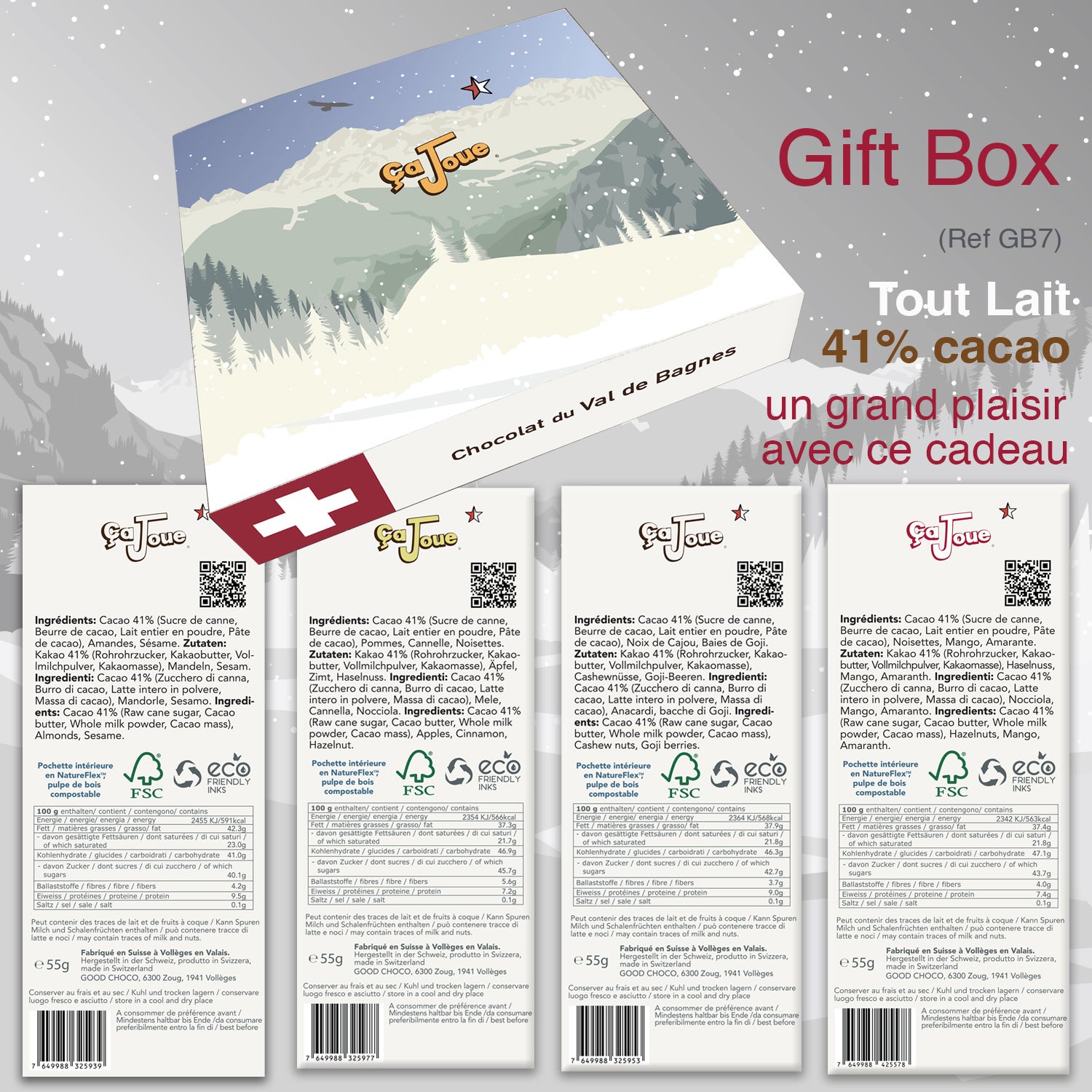 Geschenkbox (Ref. GB7) Schokolade aus Val de Bagnes